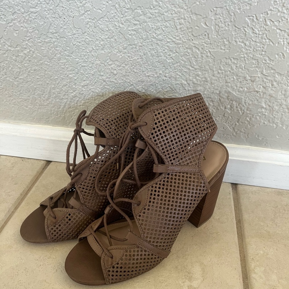 Aldo Tan Lace-Up Block Heel Sandals